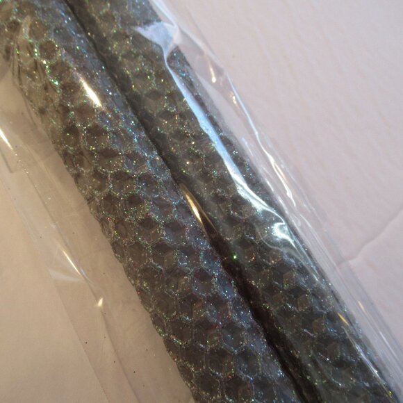 1 Pair, 8" Bees Wax Desiger Candles, Gray w/ Glitter, Handmade, Organic - Picture 4 of 5